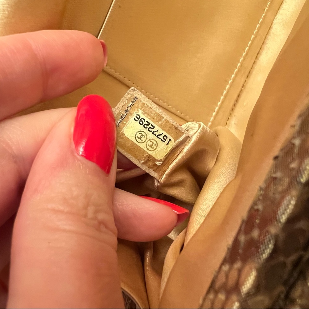 Chanel Gold Python Clutch With Crystals Locker - image 7